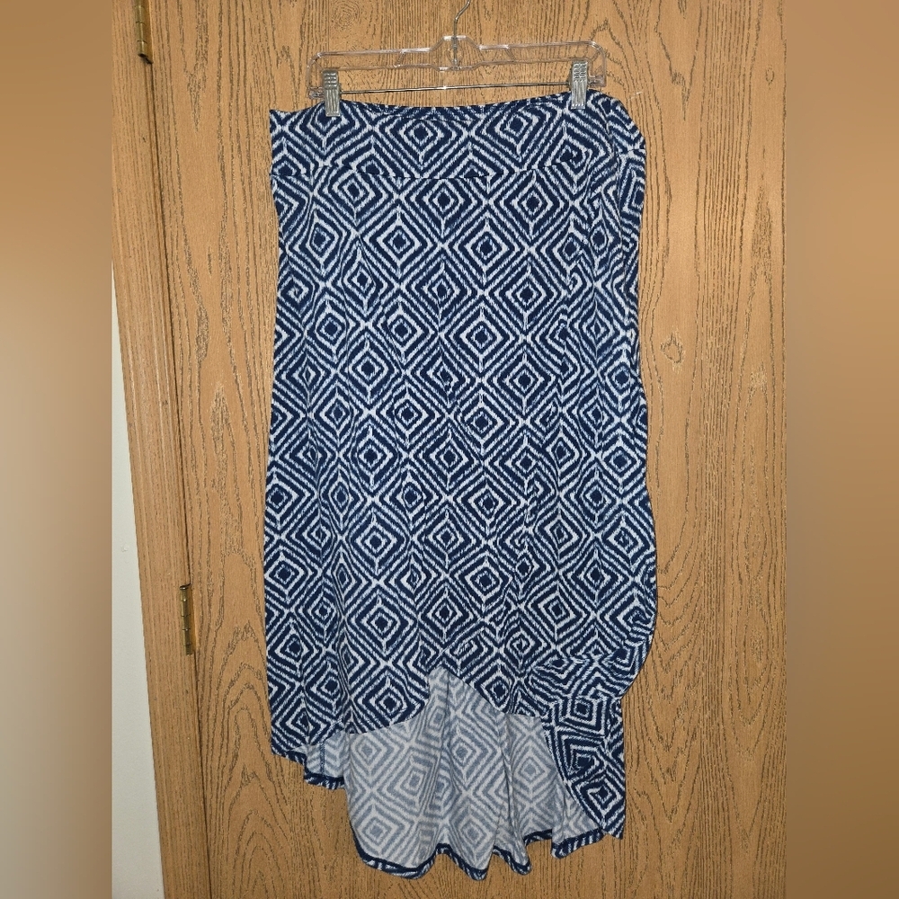 Faded Glory Blue and White Asymmetrical Skirt